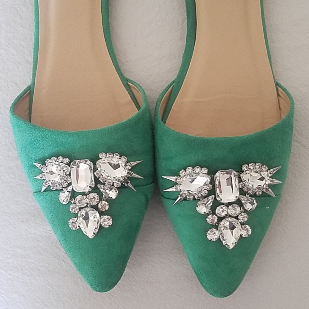 JustFab green flats